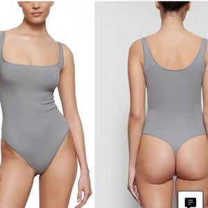 NWTs SKIMS Outdoor Essentials Ribbed Stretch Cotton Bodysuit in Pacific